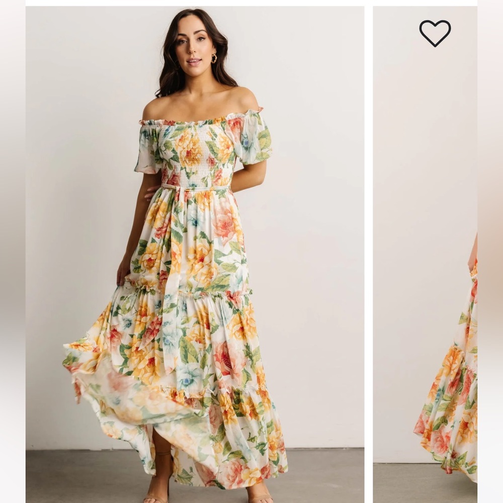 Baltic Born Britney Tiered Maxi Dress | Ivory Multi Floral